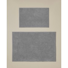 English Home Macaroni Kaydırmaz Taban Banyo Paspası Seti 60X90 + 40X60 cm Gri
