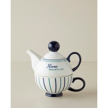 English Home With Love New Bone China Demlik Seti 380 – 260 ml Lacivert