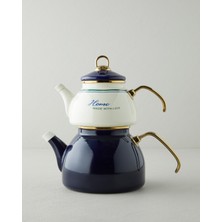 English Home With Love Emaye Çaydanlık 1,1 Litre + 2,3 Litre Lacivert