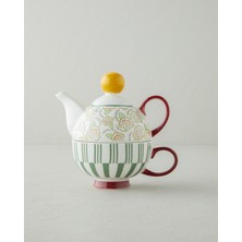 English Home Nostalgic Serenity New Bone China Demlik Seti 380 – 260 ml Bordo – Hardal