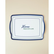 English Home With Love Melamin Kaydırmaz Tepsi 42X31 cm Lacivert – Yeşil