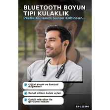Beruflic Bluetooth V4.0 Boyun Tipi Kulaklık 10 mt Menzilli Mikrofonlu Dijital Ekranli Kulak Ici BX-313560