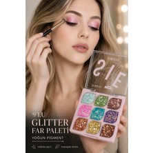 Invictus Design Profesyonel Festival 9'lu Glitter Göz Farı Yüz & Vücut Simi Işıltılı Yoğun Pigment Eye Shadow Canlı Renkler Highlight