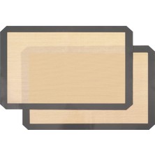 Gri Renk Silikon Kenar Ortası Cam Elyaf Yanmaz Yapışmaz Pişirme ve Hamur Açma Matı 40 * 30 1 A