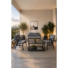 Avmpark Opera Bahçe & Balkon Oturma Grubu Gri 2 Tekli Koltuk, 1 Ikili Koltuk ve Sehpa 2+1+1 Sehpalı Çay Seti