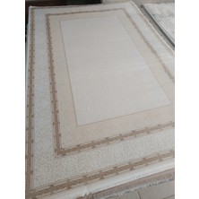 Modamax Elite 1A Krem Halı Gold Kenar Çerçeveli Göbekli Ince Yumuşak Akrilik Tozuaz Modern Salon Halısı 152X230(4M2)