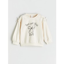 Lc Waikiki Yeni Sezon Bisiklet Yaka Baskılı Kız Çocuk Sweatshirt