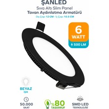 ŞANLED 6W Tasarruflu LED Yuvarlak Siyah Kasa Beyaz Işık Sıva Altı Panel Aydınlatma Armatürü-1 Adettir