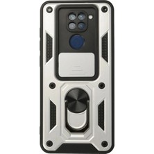 Marsilyan™- Xiaomi Redmi Note 9 Kılıf Pars Lens Yüzüklü Silikon - Gümüş