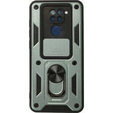 Marsilyan™- Xiaomi Redmi Note 9 Kılıf Pars Lens Yüzüklü Silikon - Yeşil