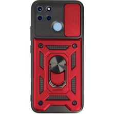 Marsilyan™- Realme C25Y Kılıf Pars Lens Yüzüklü Silikon - Kırmızı