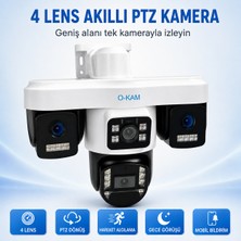 O-Kam Pro 4g 4 Lens Ptz Güvenlik Kamerası – 355° Dönüş, Renkli Gece Görüşlü
