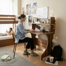 Cet Home Kitaplıklı Çalışma Masası Mdf Ders Çalışma Masası Bilgisayar Laptop Masası Öğrenci Masası Ahşap