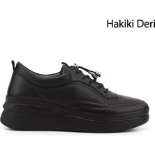 Gönderi(r) Kadın Siyah  Bağcıklı Hakiki Deri Sneaker