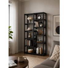 Evdera Mobilya Loft Line Metal Kitaplık Çok Amaçlı Bölmeli Dosya ve Dekoratif Raf Salon Kitaplığı