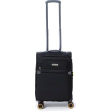 Pierre Cardin Ultra Light Hafif Lüx Kumaş Kabin Boy Valiz Siyah 54 cm ABS Malzeme ile Dayanıklı 04PC6000