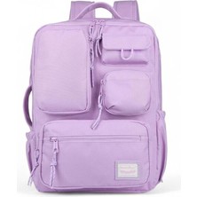 Smart Bags 3210 Lila Renkli Okul Sırt Çantası 8 Gözlü Su Geçirmez Özellikli Laptop Gözüyle