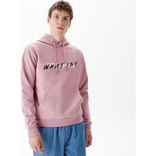 The Kooples Erkek Baskılı Kapüşonlu Pembe Sweatshırt