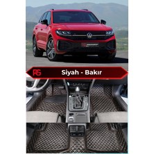 Volkswagen Vw Touareg 2026+ Siyah Üzeri Bakır Dikiş 8d Diamond Premium Tam Kaplama Deri Oto Paspas