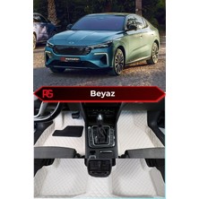 Togg T10F Beyaz Renk 8d Diamond Premium Kaymaz Deri Oto Paspas