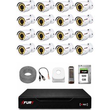Fury Full Hd 16 Kameralı Gece Renkli Görüş Su Geçirmez Güvenlik Kamera Seti 500 GB HDD 2239