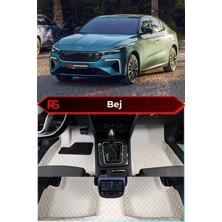 Togg T10F Bej-Krem Renk 8d Diamond Premium Kaymaz Deri Oto Paspas