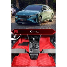 Togg T10F Kırmızı Renk 8d Diamond Premium Kaymaz Deri Oto Paspas