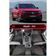 Volkswagen Vw Touareg 2026+ Siyah Üzeri Gri Dikiş 8d Diamond Premium Kaymaz Deri Oto Paspas