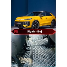 Volkswagen Vw T-Roc 2026+ Siyah Üzeri Bej Dikiş 8d Diamond Premium Kaymaz Deri Oto Paspas