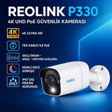 Reolink P330 4K UHD Poe Dış Mekân Güvenlik Kamerası – Renkli Gece Görüşü ve Akıllı Algılama