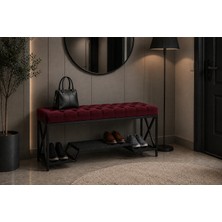 Evdera Mobilya Siyah Metal Bench Ayakkabılık Bank, Kapı Girişi Puf Ayakkabılık
