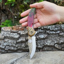 Köse Mehmet Koleksiyonluk ve Hediyelik - N690 Çelik - 24K Altın Kaplama Ayı Gravür Işlemeli Katlanır Model