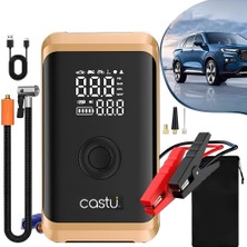 Euro Special Castu CS71 Plus 12000MAH Akü Takviye Cihazı 4 Ü 1 Arada Jump Starter Kompresör Powerbank 150 Psı