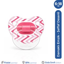 Wee Baby Şeffaf Desenli Ortodontik Damaklı Yumuşak Silkon Uçlu Emzik 6-18 Ay Pembe