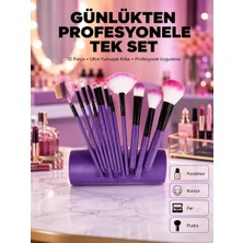 Sh Ticaret Fondöten, Allık Far Uygulamalarına Uygun 12 Parça Makyaj Fırça Takımı Ergonomik Saplı
