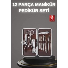 Sh Ticaret 12 Parça Paslanmaz Çelik Kompakt Taşınabilir Manikür Makası Tırnak Makası