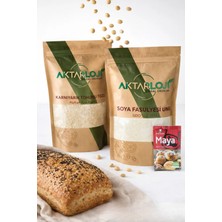 Aktarloji Glutensiz 3'lü Soya Ekmeği Seti | 500 gr Soya Fasulyesi Unu + 25 gr Karnıyarık Tohumu Tozu + Kuru Maya
