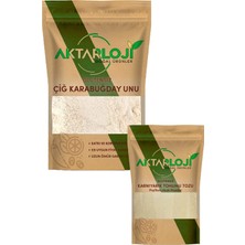Aktarloji Glutensiz 3'lü Karabuğday Ekmeği Seti | 500 gr Çiğ Karabuğday Unu + 25 G Karnıyarık Tohumu Tozu + Kuru Maya