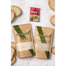 Aktarloji Glutensiz 3'lü Kinoa Ekmeği Seti | 1 kg Beyaz Kinoa Unu + 50 gr Karnıyarık Tohumu Tozu + Kuru Maya