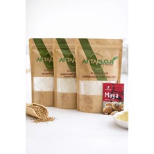 Aktarloji 4'lü Glutensiz Un Seti | 500 gr Ak Darı Unu + 500 gr Çiğ Karabuğday Unu ( Greçka ) + 25 gr Karnıyarık Tohumu Tozu + Kuru Maya