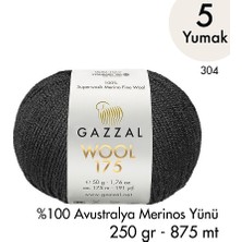Gazzal Wool 175 304 -  Premium %100 Avustralya Merinos Yünü - 5 Yumak