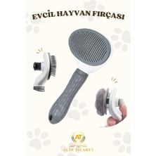 Polly Otomatik Temizlenen Tuşlu Evcil Hayvan Fırçası Kedi Köpek Tüy Toplayıcı Tarak Gri