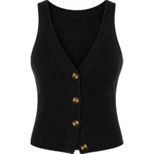 Laluvia Siyah Chic Yelek - 1354