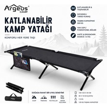 Argeus Katlanır Kamp Yatağı Kampet - Taşıma Çantalı - 150KG Taşıma - Siyah