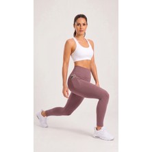 Kadın Yüksek Bel Cepli Spor Tayt Telefon Cepli Toparlayıcı Esnek Slim Fit Fitness ve Pilates Taytı