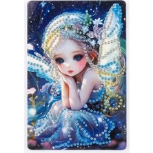 İğne İzi 5D Elmas Taş İşleme Kiti Tablo 10X15 cm Peri Kızı Desenli Diamond Painting