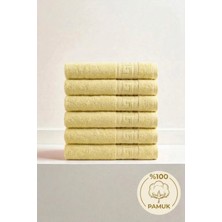 Anılsan 6'lı Sarı Greek Mini El, Yüz Havlusu 75GR. - 30X50 Cm, %100 Pamuk, Spa ve Otel Havlusu