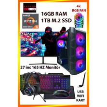Comloji Ga Gaming Ryzen 5 5500 Rx 580 16GB Ddr4 Ram 1tb M.2 Nvme SSD 27INC 165HZ Monitörlü Full Set Oyun Bilgisayarı