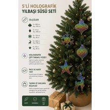 Taşteks 5’li Hologram Yılbaşı Ağacı Süsü Seti Parlak Holografik 5 Farklı Model ile Şık Dekorasyon
