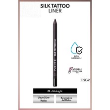 Note Cosmetics Silk Tattoo Liner Suya Dayanıklı Ipeksi Jel Göz Kalemi - 01 Midnight - Siyah (Mat)